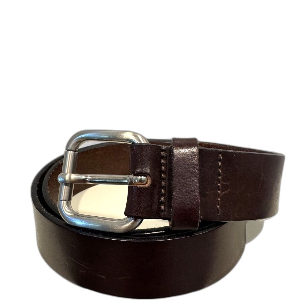 Banana Republic Belt Brown Genuine Leather Silver Buckle Made in Italy Size 36
